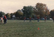 On the field.