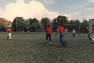 On the field.